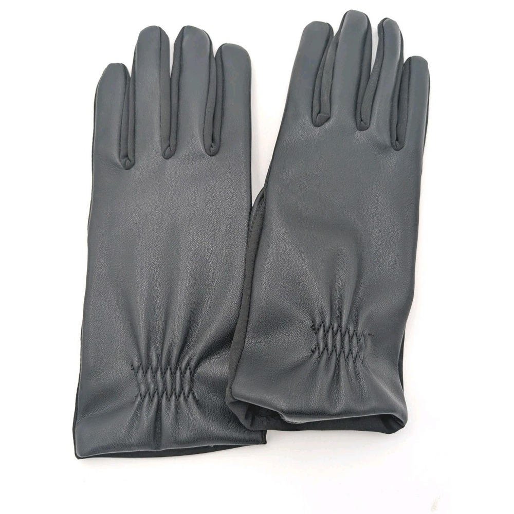 Women's Black faux leather gloves size S/M